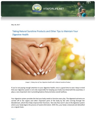 Taking Natural Sunshine Products and Other Tips to Maintain Your Digestive Health