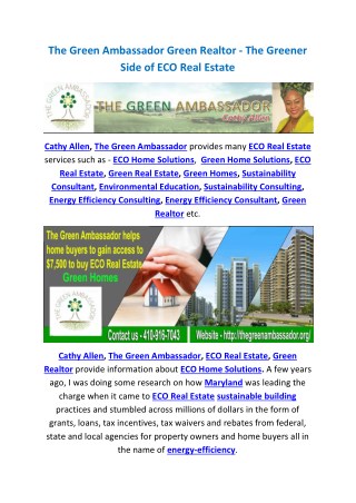 The Green Ambassador Green Realtor - The Greener Side of ECO Real Estate