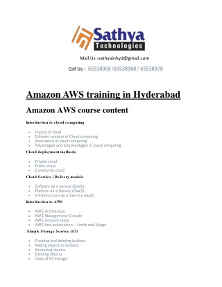 Amazon AWS – Best software training institute