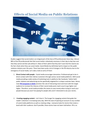 Effect of Social Media on Public Relations