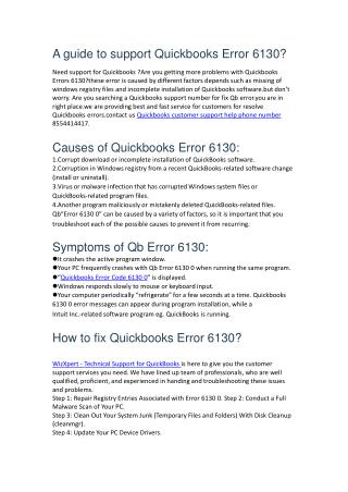 how to resolve Quickbooks error 6130?