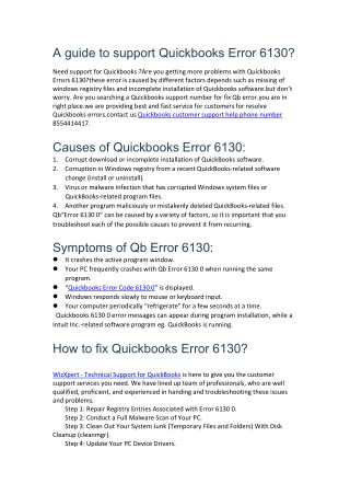 how to fix Quickbooks error 6130?