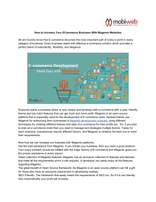 How to Increase Your ECommerce Business With Magento Websites