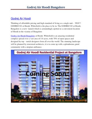 Godrej Air Hoodi Bangalore