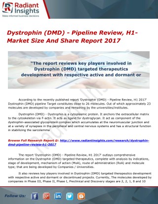 Dystrophin (DMD) - Pipeline Review, H1- Market Report 2017