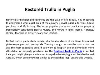 Restored trullo in Puglia