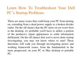 Learn How To Troubleshoot Your Dell PC’s Startup Problems