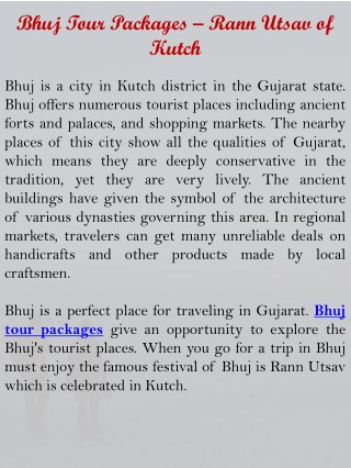 Bhuj Tour Packages - Rann Utsav of Kutch