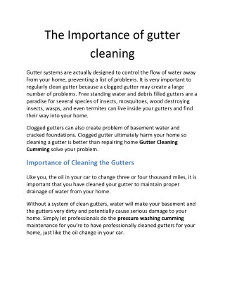 The importance of gutter cleaning