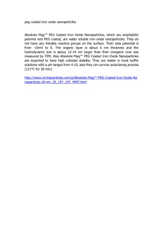 peg coated iron oxide nanoparticles