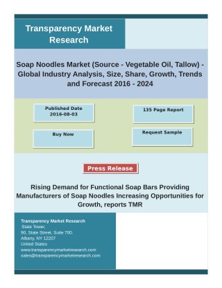 Soap Noodles Market - Demand, Size, Share, Growth, Trends, and Forecast 2016 – 2024