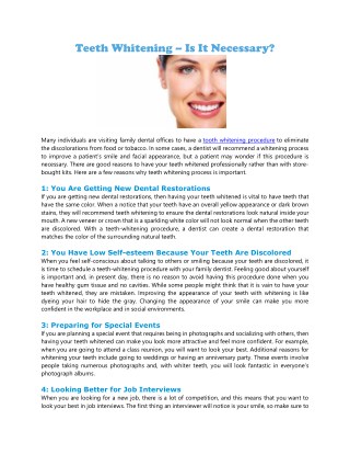 Teeth Whitening – Is It Necessary