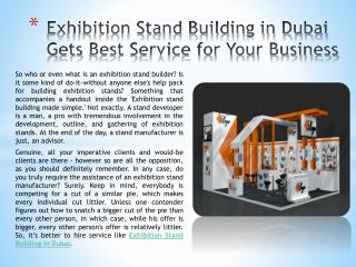 Exhibition Stand Building in Dubai Gets Best Service for Your Business