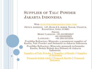 Supplier of Talc Powder Jakarta Indonesia