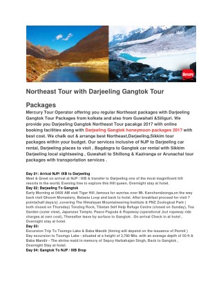Northeast Tour with darjeeling Sikkim Packages