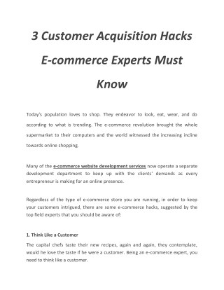3 Customer Acquisition Hacks E-commerce Experts Must Know