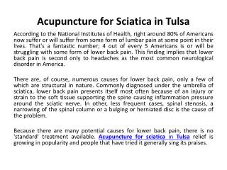 Acupuncture for sciatica in Tulsa