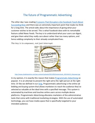 The future of Programmatic Advertising