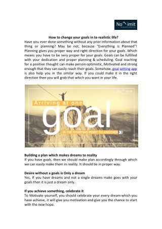 How to Change Your Goals in to Realistic Life?