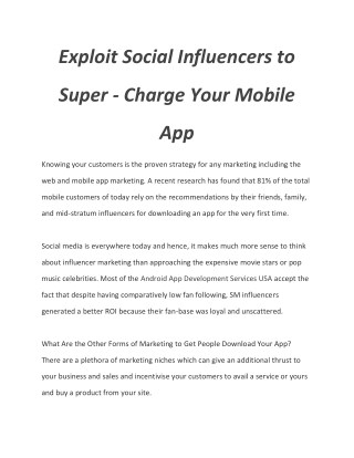 Exploit Social Influencers to Super-Charge Your Mobile App