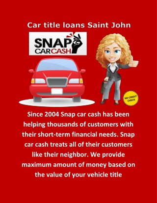 Car title loans Saint John