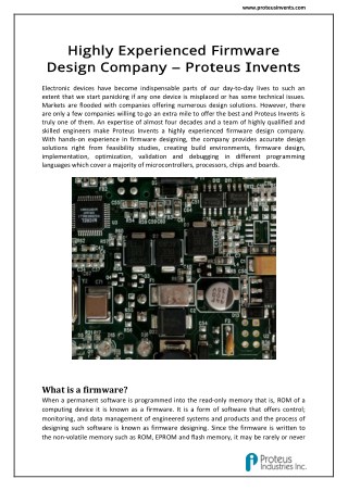 Complete Service of Firmware Designing : Proteus Invents