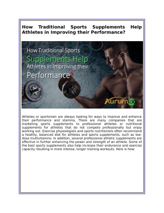 How Traditional Sports Supplements Help Athletes in Improving their Performance?