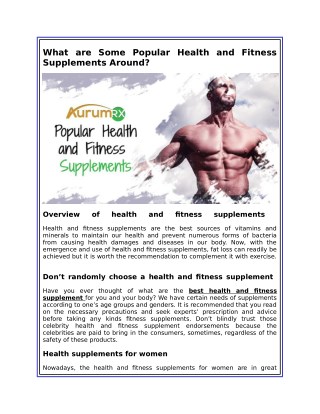 What are Some Popular Health and Fitness Supplements Around?