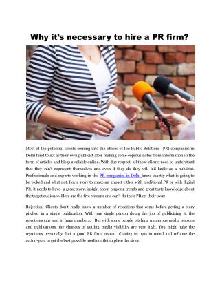 Why it’s necessary to hire a PR firm?