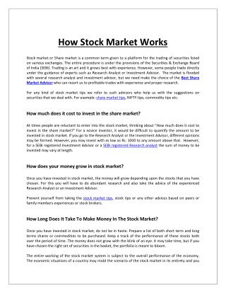 How Stock Market Works ?