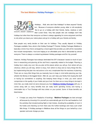 Maldives Tour Packages