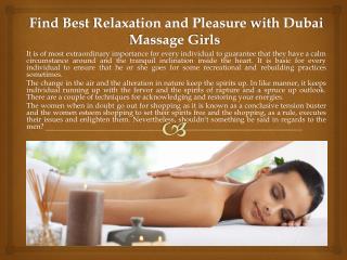 Find Best Relaxation and Pleasure with Dubai Massage Girls