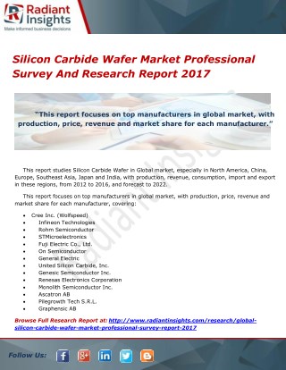 Silicon Carbide Wafer Market Professional Survey And Research Report 2017