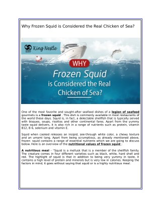Why Frozen Squid is Considered the Real Chicken of Sea?