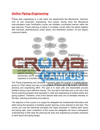 Piping Engineering Training in Noida - Croma Campus