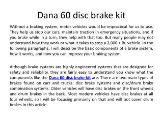 Dana 60 disc brake kit