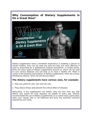 Why Consumption of Dietary Supplements Is On a Great Rise?