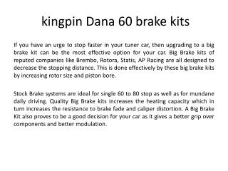 kingpin Dana 60 brake kits