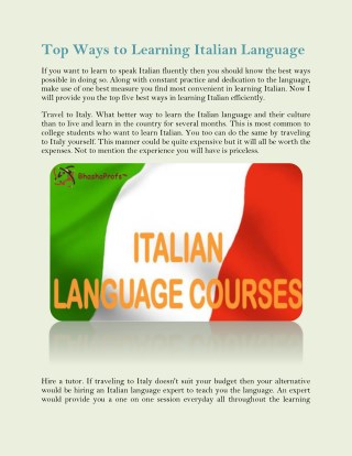 Top Ways to Learning Italian Language