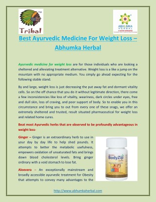 Best Ayurvedic medicine for weight loss - Abhumka herbal
