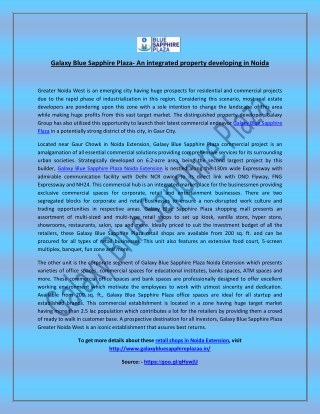 Galaxy Blue Sapphire Plaza Noida Extension
