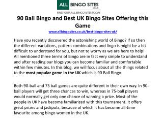 90 Ball Bingo and Best UK Bingo Sites Offering this Game