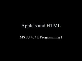 Applets and HTML