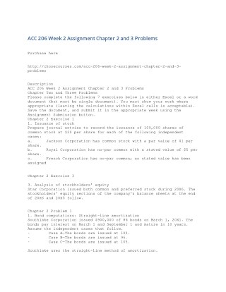 ACC 206 Week 2 Assignment Chapter 2 and 3 Problems
