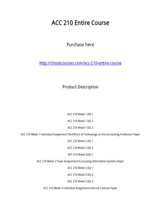 ACC 210 Entire Course