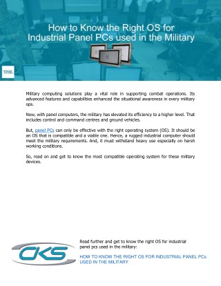 How to Know the Right OS for Industrial Panel PCs used in the Military