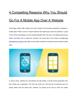 4 Compelling Reasons Why You Should Go For A Mobile App Over A Website