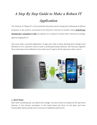 A Step By Step Guide to Make a Robust IT Application