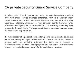 CA private security guard service company