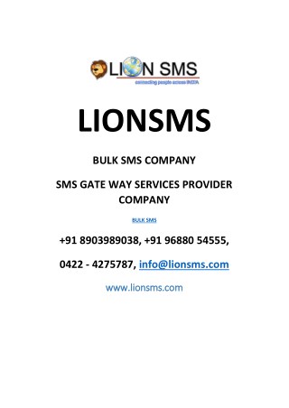 Lionsms: bulk sms coimbatore, chennai, madurai, salem, trichy, erode